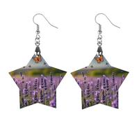 Lavender And Butterflies Wooden Earrings for Women, Vintage Elegant Wood Jewelry, Lightweight Earrings for Wedding, Party, Everyday Jewelry Gift, Star, Wood, wood