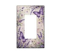 Lavender and Butterfly Floral Romantic Single Rocker Light Switch Cover