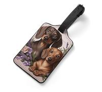 Lavender and Dachshund Tag Luggage with Name Card Identifiers Leather Identifiers Travel Tags Backpack Tag for Long Flight Must Travels Gift Airport Essentials 2.8 X 4.7 in