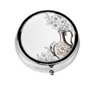 Lavender and Daisies Print Personalised Portable Pillbox with,Mini Pillbox Compact and Convenient Pill Organiser for Storing and Organising Pills