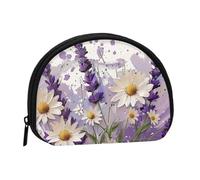 Lavender and Daisies Printed Coin Purse for Women Cute Small Change Wallet Mini Coin Purses Pouch with Zipper