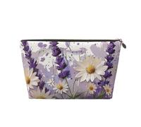 Lavender and Daisies Printed Travel Cosmetic Bags with Gold Zipper Makeup Organizer Cosmetic Case Toiletry Bag for Women Mom Girls