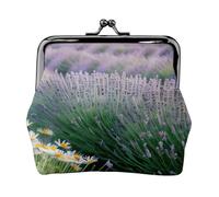 Lavender and Daisy Print Stylish Unique Coin Purse Cute Mini Wallet with Kiss Lock Waterproof for Coins