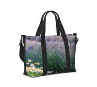 Lavender and Daisy Print Women Men Travel Hand Bag Lightweight for Carry On Weekend Trip Gym Tote Bags
