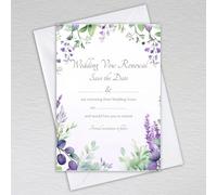 Lavender and Eucalyptus Wedding Vow Renewal Save the Date Cards / Save the Day Invitations Wildflower - Lavender and Eucalyptus Wedding Vow Renewal Save the Date Invites (Pack of 20 with Envelopes)