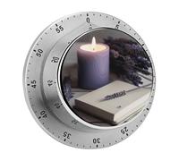 Lavender and Notebook Mechanical Kitchen Timer for Cooking 60 Min with Magnetic Backing Loud Alarm,Stainless Steel Wind Up Countdown Timer Cute Egg Timers for Cooking Studying Gaming Classroom Office