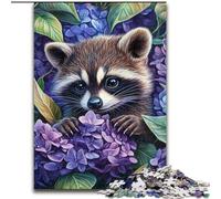 Lavender And Raccoon JigsawPuzzle 1000 Pieces for Teenagers, Challenging Game Toys Wall Decoration Unique Birthday And Xmas Gifts (26x38cm)