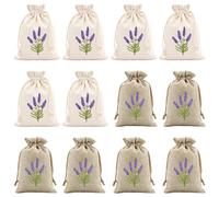 Lavender Bags, 12 Pack Empty Lavender Sachets for Wardrobes and Drawers, Muslin and Cotton Bags for Aromatherapy, 15 X 10 Cm