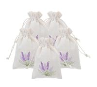 Lavender Bags - ShiningUU 5 Pcs White and Linen Drawstring Lavender Sachets Bags | Cotton Drawstring Fragrance Bag for Wardrobe, Drawer & Car Freshness
