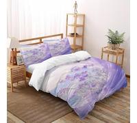 Lavender Bedding Set for Comforter Polyester Purple Duvet Cover 3 Pcs for Children Teens And Adults -2 with Pillowcases, Double（200x200cm）
