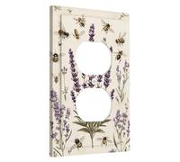 Lavender Bee Light Switch Cover Plates/Outlet Covers, Violet Floral Wall Accents for Spring Home Décor, Vintage Garden Style, Smooth Thermoplastic Standard Size Single Duplex Outlet