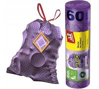 Lavender Bin Bags 60L - 32 Strong Flex Bags with Tie Tape - 4x8 Pack - Odour Control & Leak-Resistant - Recycled Plastic - Easy Dispense - Heavy Duty
