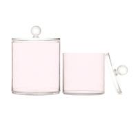 Lavender Blush Pink Clear Plastic Candy Organizer Storage with lid Bathroom Essentials Decorative Storage Bins for Cotton Swabs,Cotton Pad2 Pack