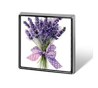 Lavender Bouquet with A Polka Dot Ribbon Unisex Brooches & Pins Square Lightweight Lapel Badge Jewelry for Clothing Shawl Hat