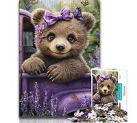 Lavender Brown Bear Jigsaws 1000 Pieces for Teenagers,Family Game Stress Reliever Difficult Challenge Gifts for Friends And Family (75x50cm)