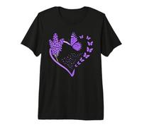 Lavender Butterfly Heart Floral Premium T-Shirt