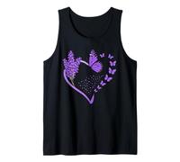 Lavender Butterfly Heart Floral Tank Top