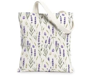 Lavender Canvas Tote Bag for Women, Spring Floral Butterfly Wheat Spring Violet Washable Reusable Grocery Bag Ideas for Out, Violet, 13x15 Inch