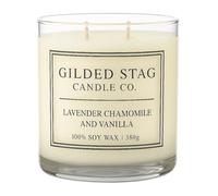 Lavender, Chamomile & Vanilla Scented Candle 50cl - Large 2 Wick Vegan Soy Wax Candle, Up to 50 Hours Burn, Relaxing Evening Scent, Luxury Glass Jar - Gilded Stag Candle Co.