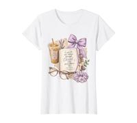 Lavender Christian Bible Verse Faith Journaling Mood Value Graphic T-Shirt, Women, White, M