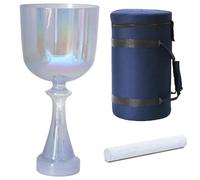 Lavender Colored Handhold Sound Bowl Grail for Yoga Meditation & Sound Bath, Handle Crystal Singing Bowl with Carrying Case & Suede Mallet(440Hz,7inch B note)