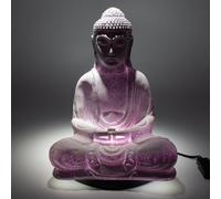 Lavender Crackle Meditation Buddha Lamp With Oval Stand