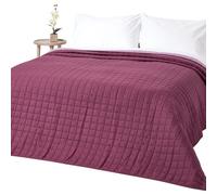 HOMESCAPES - 100% Cotton Reversible Twin Colour Quilted Bedspread Throw - Damson Purple & Heather - King Size 230 x 250 cm - Washable Bedding Sofa Throw