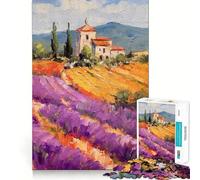 Lavender Field And Tuscan Villa Painting Jigsaw Puzzles for Adults 1000 Pieces Strong Logic Clear Color Fun Challenge Festive Gift (38x52cm)