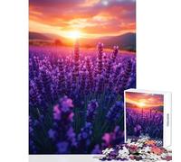 Lavender Field at Sunset Jigsaw Puzzles 1000 Pieces for Teenagers Relaxing Quiet Leisure Fun Relaxing Soothing Indoor Play (38X26cm)