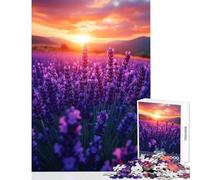 Lavender Field at Sunset Jigsaw Puzzles 1000 Pieces for Teenagers Relaxing Quiet Leisure Fun Relaxing Soothing Indoor Play (38X52cm)