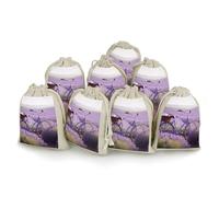Lavender Field Bike Bunches Pocket Cotton And Hemp with Drawstring 8 Pieces Reusable Gift Bags Jewelry Pouch for Wedding DIY Craft Party (4.9 X 6.7 Inch)