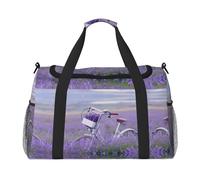 Lavender Field Bike Travel Duffel Bag for Women Men,Print Polyester Tote Hand Luggage Bag with Shoulder Strap