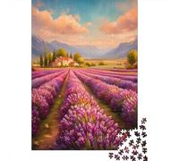 Lavender Field in Provence Landscape Adult Jigsaw Puzzle, 1000 Pieces, 70x50cm/1000pcs; Low-dust White Cardboard Pieces; for An Enjoyable Break at The Table