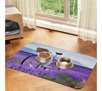 Lavender Field Retro Bike Agriculture Print Pet Absorbent Leather Tablecloth Perfect for Dogs, Cats, and Other Pets