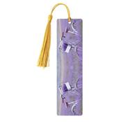 Lavender Field Retro Bike Agriculture Print Reading Page Markers Bookmarks, 5pcs Wood Bookmarks with Tassels, Gifts for Book Lovers