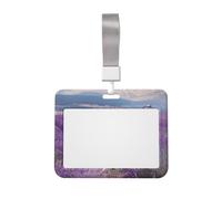 Lavender Field Retro Bike Agriculture Printed ID Badge Holder with Lanyard, Clear Plastic Badge Holder for Work, School, Hospital, Security - Water Resistant & Dirt Proof