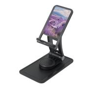 Lavender Field Retro Bike Agriculture Prints Rotating Cell Phone Stand with 360° Swivel Base - Foldable Square Desk Phone Holder for iPhone 16 15 14 13 12 11,All Phones,Black