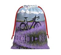 Lavender Field Retro Bike Agriculture Ultra Soft Velvet Gift Bag, Stylish Design, Preferred For Holidays