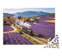 Lavender Field Train Puzzles for Elderly 1000 Piece Recyclable Provence Countryside Jigsaw Puzzles Puzzle Game Props Impossible Hard Difficult Challenging Activity 38x26cm/1000pcs