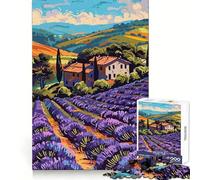 Lavender Field Tuscan Villa Abstract Minimalist Illustration Jigsaw Puzzles for Adults 1000 Piece Brain Memory Pleasant Leisure Tight Lock Creative Gift size 38x52cm