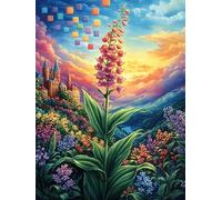 Lavender Field Under A Rainbow 300 Pc DIY Jigsaw Puzzle Science Fiction Magical Dream Puzzles for Adults Teens Hard Challenging Team Building Stress Reducing Autumn Sturdy Wooden Cardboard 300 PCS