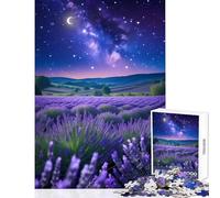 Lavender Field Under Starry Night Sky 1000 Piece Jigsaws for Adults Puzzle Stimulate Active Brain And Mind Gentle Relaxing Fun Activity (50x75cm)