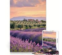 Lavender Fields 1000 Pieces Jigsaws Adults Puzzles Gifts DIY Play Rich Detail Hard Challenge Xmas Fun Gift (38x52cm)