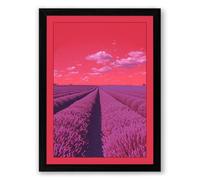 Lavender Fields at Dusk Romantic Framed Wall Art Print A1 (84.1×59.4cm) Black, Wall Decor for Living Room, Bedroom, Office & Home, Ready to Hang, Art Gift