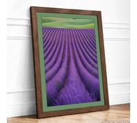 Lavender Fields at Peace Botanical Framed Wall Art Print A3 (42×29.7cm) Walnut, Wall Decor for Living Room, Bedroom, Office & Home, Ready to Hang, Art Gift