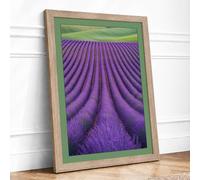 Lavender Fields at Peace Botanical Framed Wall Art Print A4 (29.7×21cm) Oak, Wall Decor for Living Room, Bedroom, Office & Home, Ready to Hang, Art Gift