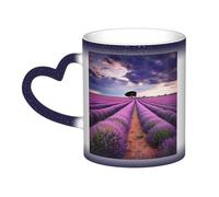 Lavender fields Coffee Mug with Handle 11 Oz, Color Changing Cups In The Sky, Heat Sensitive Magic Funny Art Mug, Unique Coffee Tea Cup Porcelain Mugs Gift for Women Men Blue