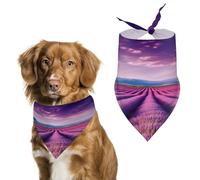Lavender Fields Dog Bandanas Cute Soft Cotton Puppy Scarves Washable Daily Summer Durable Triangle Reversible Bibs Suitable for Small Medium Large Dogs and Cats