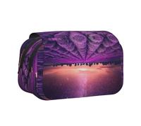 Lavender Fields Flip-Top Double-Layer Pencil Case,Large Capacity (Holds 50 Pens/Pencis),Full-Print Durable Polyester School Office Supplies