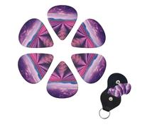 lavender fields Guitar Picks 6 Pack, 0.96mm Thickness Celluloid Bass Pick with Leather Guitar Pick Holder Keychain Abstract Art Pics Plectrum for Acoustic Electric Guitar, Ukulele, Bass